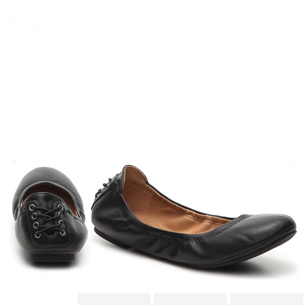 Lucky brand leather echo ballet flats lace up back